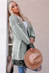 Plaid Knitted Long Open Front Cardigan